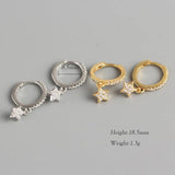 925 Silver Star Dangle Hoop Earrings for Women