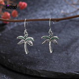 925 Silver Coconut Tree Drop Earrings with Colorful Zircon