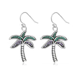 925 Silver Coconut Tree Drop Earrings with Colorful Zircon