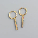 Rainbow Dangle Hoop Earrings for Women 925 Silver