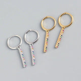 Rainbow Dangle Hoop Earrings for Women 925 Silver