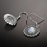 Moonstone Drop Earrings 925 Silver Flower Women's Jewelry