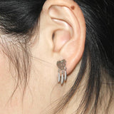 925 Silver Dream Catcher Feather Earrings Love Studs