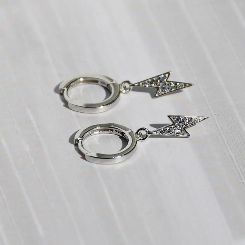 925 Sterling Silver Zircon Lightning Earring