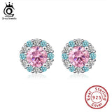 925 Sterling Silver Zirconia Round Earrings Stud SE295