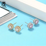 925 Sterling Silver Zirconia Round Earrings Stud SE295