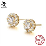 925 Sterling Silver Zirconia Round Earrings Stud SE295