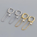 925 Silver Earring Geometry Star Heart Shape Bead Tassel Drop Earring