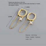 925 Silver Earring Geometry Star Heart Shape Bead Tassel Drop Earring