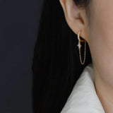925 Silver Earring Geometry Star Heart Shape Bead Tassel Drop Earring