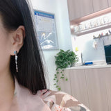 925 Silver Earring Geometry Star Heart Shape Bead Tassel Drop Earring