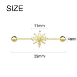 925 Silver Flower Barbell Stud Earrings for Women Piercing