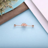 925 Silver Flower Barbell Stud Earrings for Women Piercing