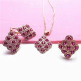14K Rose Ruby Rhombus Earrings for Women Chinese Dinner Party Jewelry