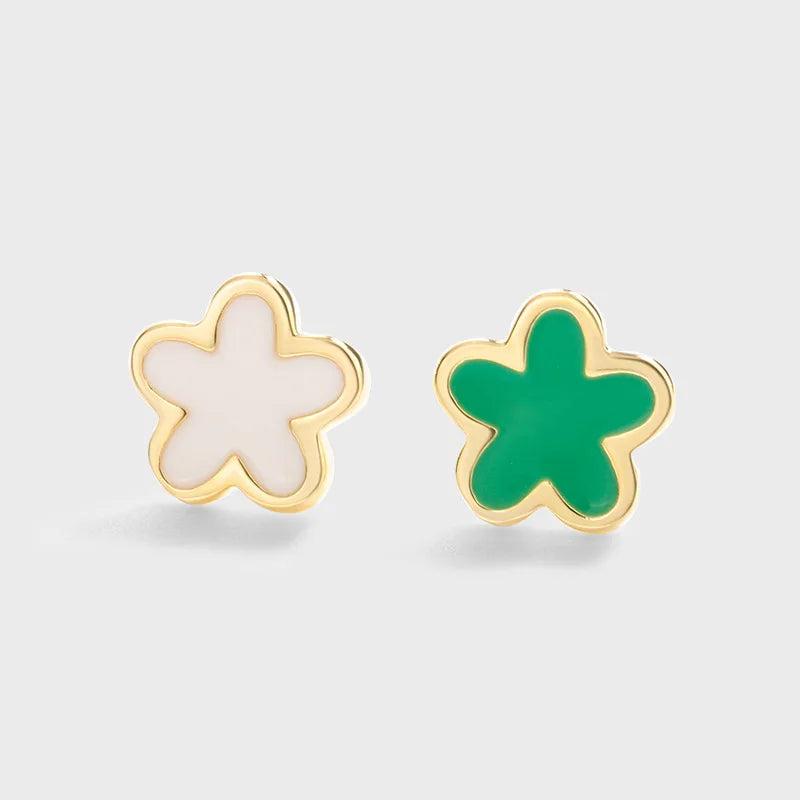 Enamel Four-Leaf Clover Women's Stud Earrings S925 Silver Gift