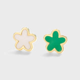 Enamel Four-Leaf Clover Women's Stud Earrings S925 Silver Gift