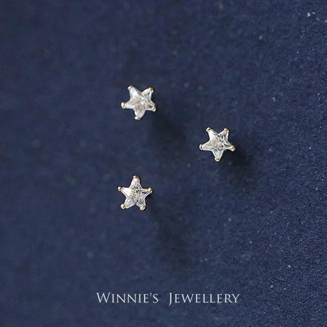 925 Silver Platinum Star Earrings Antiallergic