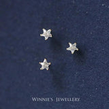 925 Silver Platinum Star Earrings Antiallergic
