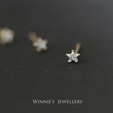 925 Silver Platinum Star Earrings Antiallergic