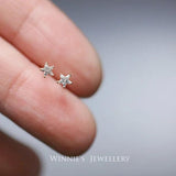 925 Silver Platinum Star Earrings Antiallergic