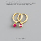 925 Silver Short Drop Earring Colored Zircon French Style