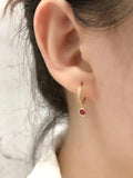 925 Silver Short Drop Earring Colored Zircon French Style