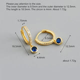 925 Silver Short Drop Earring Colored Zircon French Style