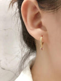 925 Silver Short Drop Earring Colored Zircon French Style