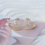 14K Heart CZ Stud Earring for Women