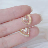 14K Heart CZ Stud Earring for Women