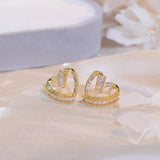 14K Heart CZ Stud Earring for Women
