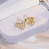 14K Heart CZ Stud Earring for Women
