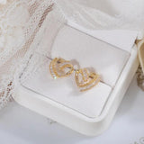 14K Heart CZ Stud Earring for Women