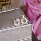 Zircon Stud Earrings for Women Circle Jewelry Gift