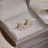 Zircon Stud Earrings for Women Circle Jewelry Gift