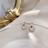 Zircon Stud Earrings for Women Circle Jewelry Gift