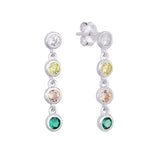 925 Silver Rainbow Zircon Dangle Stud Earring For Women