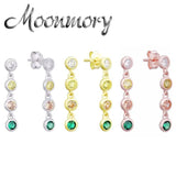 925 Silver Rainbow Zircon Dangle Stud Earring For Women