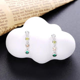 925 Silver Rainbow Zircon Dangle Stud Earring For Women