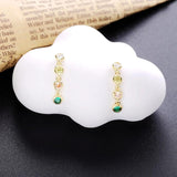 925 Silver Rainbow Zircon Dangle Stud Earring For Women