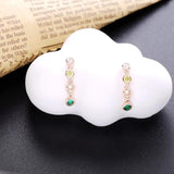 925 Silver Rainbow Zircon Dangle Stud Earring For Women