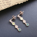 925 Silver Rainbow Zircon Dangle Stud Earring For Women