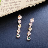 925 Silver Rainbow Zircon Dangle Stud Earring For Women