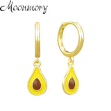 925 Sterling Silver Avocado Hoop Earrings Enamel Summer Fruit Collection