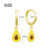 925 Sterling Silver Avocado Hoop Earrings Enamel Summer Fruit Collection