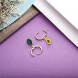 925 Sterling Silver Avocado Hoop Earrings Enamel Summer Fruit Collection