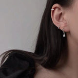 925 Silver Smiley Zircon Water Square Drop Earring