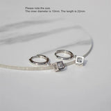 925 Silver Smiley Zircon Water Square Drop Earring