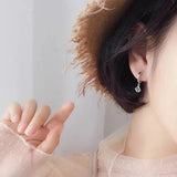 925 Silver Smiley Zircon Water Square Drop Earring