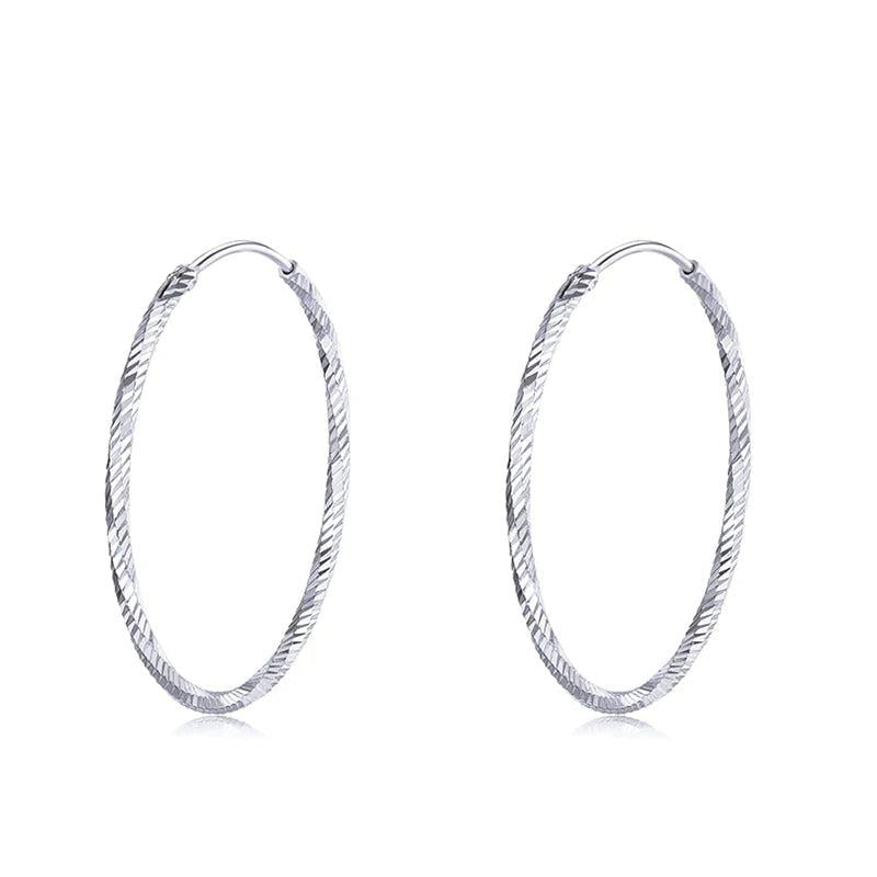 925 Silver Big Hoop Earrings Women Jewelry 1.8MM